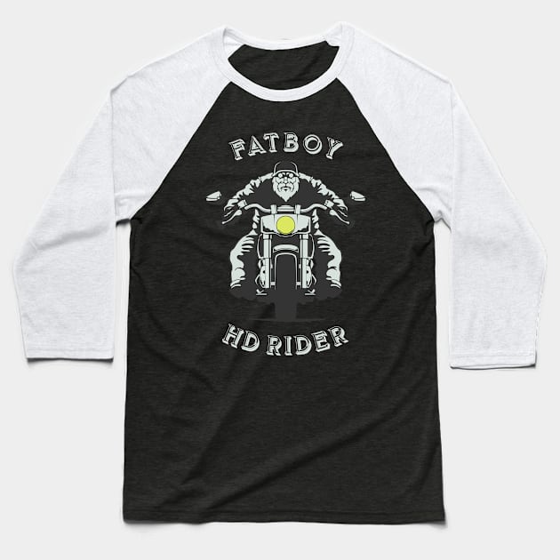 MOTORCYCLE BIKE RIDER - FATBOY RIDER Baseball T-Shirt by Pannolinno